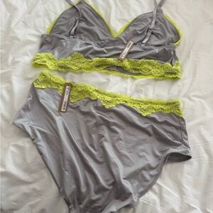 SKIMS Silver and Neon Trim Bikini